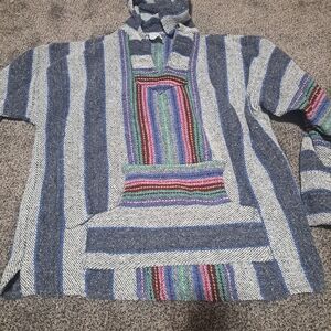 Blue and Multicolor Striped Men's Sweater